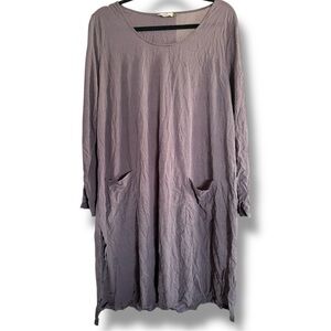 Chalet Et Ceci Lagenlook Crinkle Dress Pockets Gray Size Large